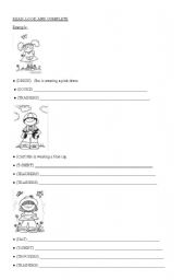 English Worksheet: clothes! SHE/ HE IS WEARING .........................