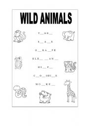 English Worksheet: wild animals!