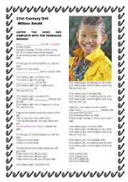 English Worksheet: 21st Century Girl - SONG ACTIVITY