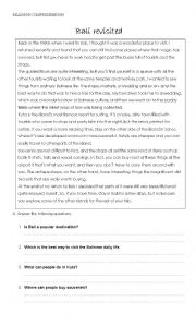 English Worksheet: Bali Revisited