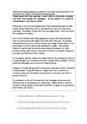 English Worksheet: Clara´s Essay