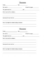 English Worksheet: Thesaurus