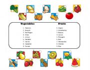 English Worksheet: Matching: Vegetables and Fruit