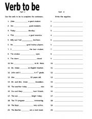 English Worksheet: verb to be