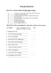 English Worksheet: wh questions