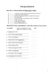 English Worksheet: wh questions