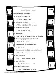 English Worksheet: POSTMAN PAT 304 GREAT GREENDALE RACE