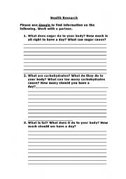 English worksheet: Health Research