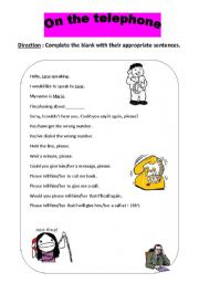 English worksheet: On the phone