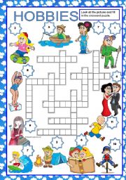 English Worksheet: HOBBIES - CROSSWORD