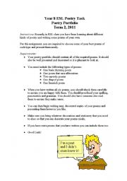 English Worksheet: Poetry Assignment Instructions