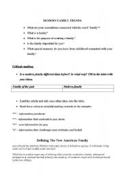 English Worksheet: Modern Family Trends