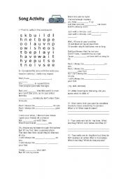 English Worksheet: Sitting Waiting Wishing - Jack Johnson Song Activity