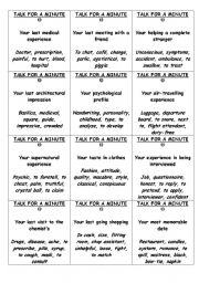 English Worksheet: Talk for a Minute