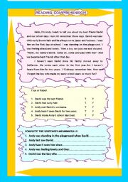 English Worksheet: reading 