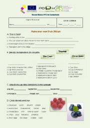 English Worksheet: How to make fruit pizza!