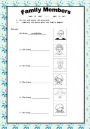 English Worksheet: Recognize the Family Members
