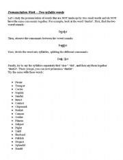 English Worksheet: Pronunciation - Two-syllable words