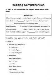 English Worksheet: Reading Comprehension 