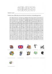 English Worksheet: Subjects