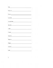 English worksheet: Beginner sentence structures