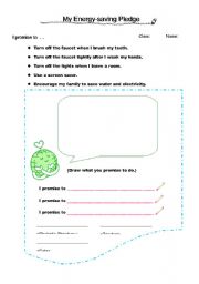 English Worksheet: My Energy-saving Pledge