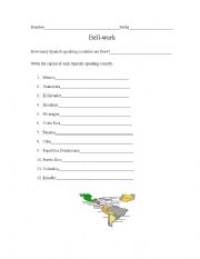 English Worksheet: Capitals of Spanish-speaking countries 