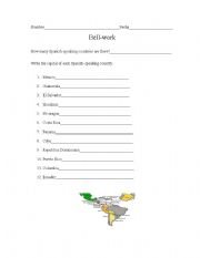 English worksheet: Capitals of Spanish-speaking countries 