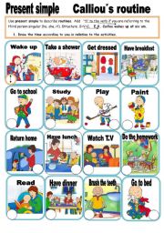 English Worksheet: part 1 present simple Callious routine 