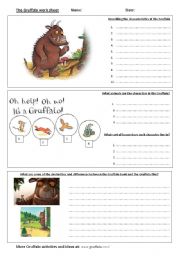 English Worksheet: Gruffalo worksheet - includes answer page