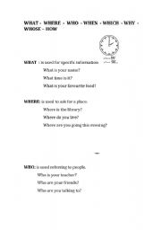 English Worksheet: Question words