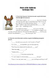 English Worksheet: Pirates of the Caribbean: On Stranger Tides  worksheet