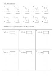 English worksheet: addition with regrouping