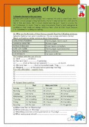 English Worksheet: Past of  to be