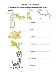 English worksheet: Zoo animals