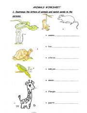 English Worksheet: Zoo animals