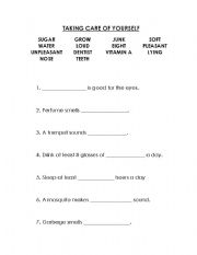 English worksheet: Taking care of yourself