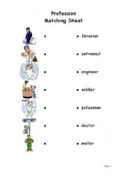 English worksheet: profession matching sheet
