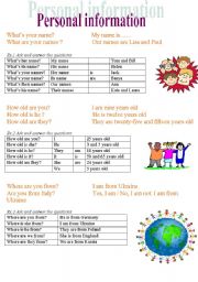 English Worksheet: Personal information