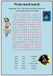 English worksheet: Pirate word search