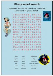 English Worksheet: Pirate word search