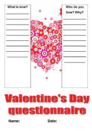 English worksheet: Valentines Day activity