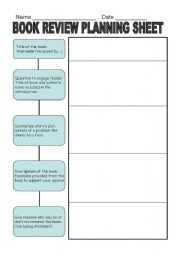 English Worksheet: Book Review Planning Sheet