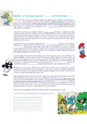 English Worksheet: Smurfs - Use of English
