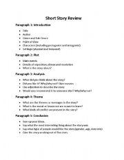 short story review worksheet