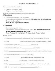 English Worksheet: UNREAL CONDITIONALS