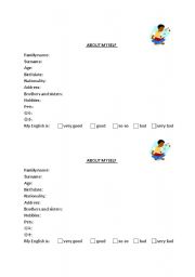 English Worksheet: About Myself - Personal Identification Worksheet
