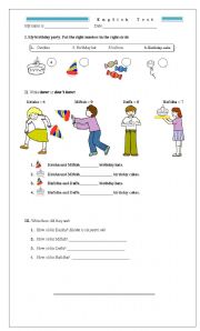 English Worksheet: Birthday Party