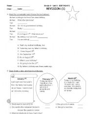 English worksheet: Revision about  Simple Past