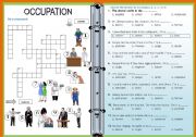 Occupation Crossword and Multiple Choice